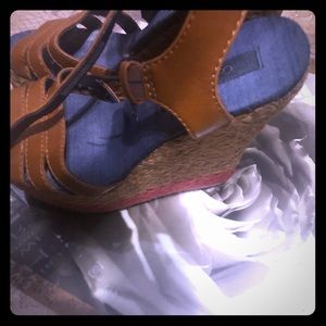 CALVIN KLEINS Stacked Wedges.